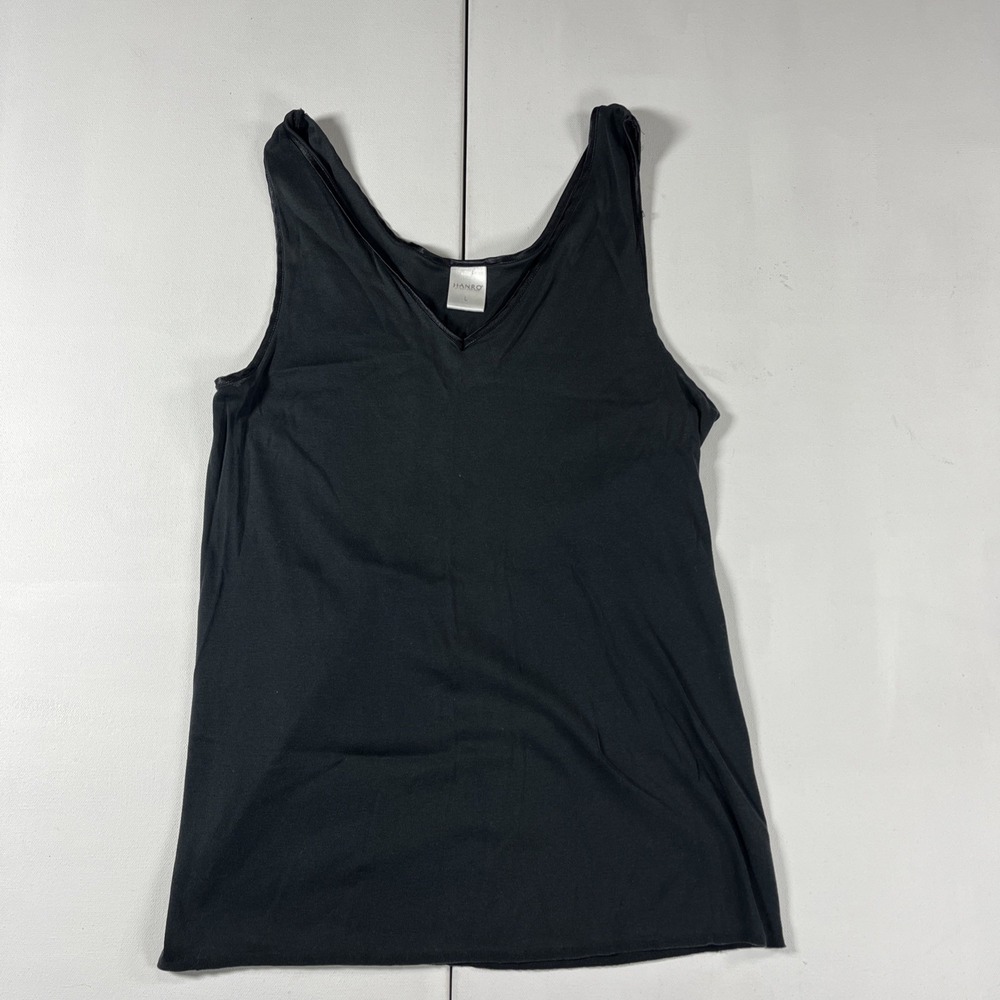 Hanro Switzerland Mercerized Cotton Sleeveless Tank Black Womens L